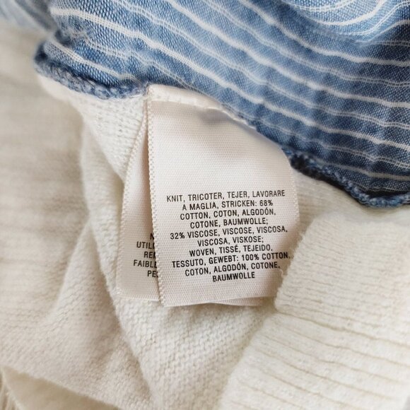 Anthropologie Moth V Neck Plaid Shirt Hem Sweater Layered Linen Blend Small? - Picture 10 of 12